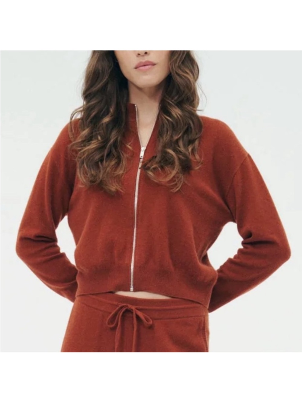 NAADAM Rust Zip-Front Women’s Sweater